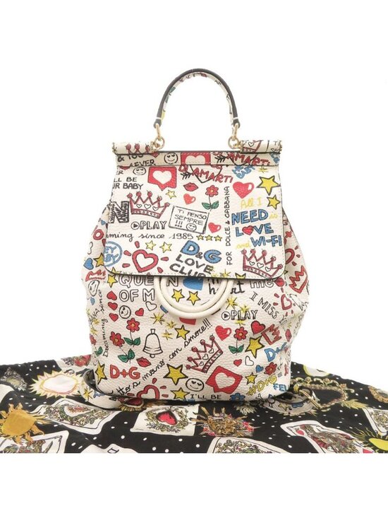 Dolce & Gabbana Shishiri Leather White Multicolor Backpack & main image 10